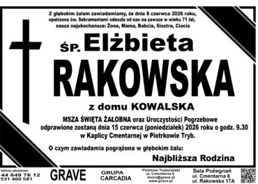 Śp. Elżbieta Rakowska<br> <span15 czerwca 2026 r.