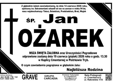 Śp. Jan Ożarek<br> <span>19 czerwca 2026 r.