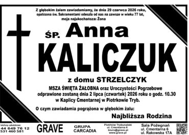 Śp. Anna Kaliczuk<br> <span>2 lipiec 2026 r.