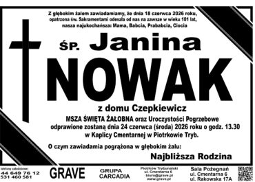 Śp. Janina Nowak<br> <span>24 czerwca 2026 r.