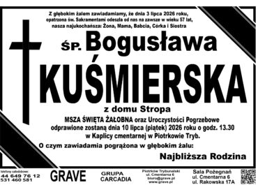 Śp. Bogusława Kuśmierska<br> <span>10 lipiec 2026r.
