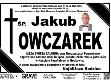 Śp. Jakub Owczarek<br> <span>18 lipiec 2026r.