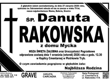 Śp. Danuta Rakowska<br> <span>1 wrzesień 2026r.