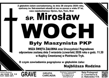 Śp. Mirosław Woch<br> <span>3 wrzesień 2026r.