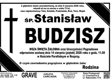 Śp. Stanisław Budzisz<br> <span>14 sierpień 2026r.