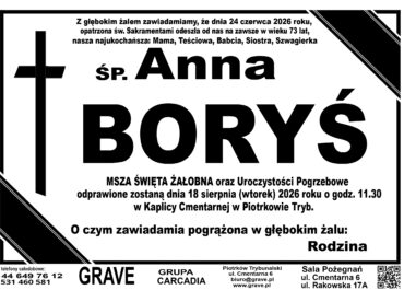 Śp. Anna Boryś<br> <span>18 sierpień 2026r.