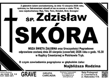 Śp. Zdzisław Skóra<br> <span>20 sierpień 2026r.