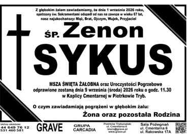 Śp. Zenon Sykus<br> <span>9 wrzesień 2026r.