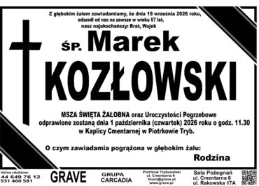 Śp. Marek Kozłowski<br> <span 1 październik 2026r.