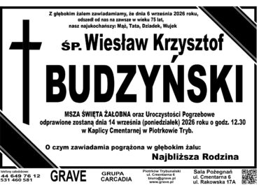 Śp. Wiesław Krzysztof Budzyński<br> <span 14 wrzesień 2026r.