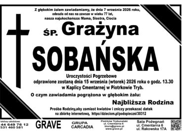 Śp. Grażyna Sobańska<br> <span 15 wrzesień 2026r.