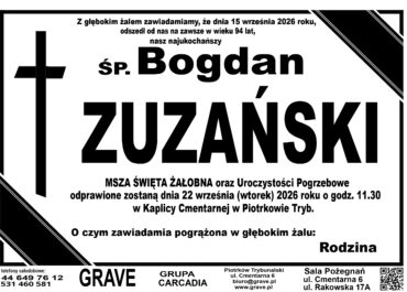 Śp. Bogdan Zuzański<br> <span 22 wrzesień 2026r.
