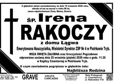 Śp. Irena Rakoczy<br> <span 25 wrzesień 2026r.