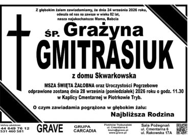 Śp. Grażyna Gmitrasiuk<br> <span 28 wrzesień 2026r.