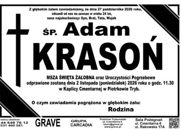 Śp. Adam Krasoń<br> <span 2 listopad 2026r.
