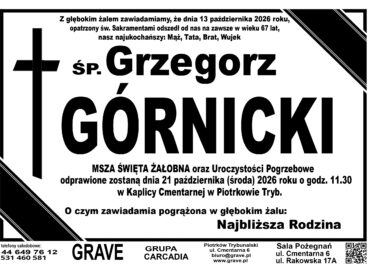 Śp. Grzegorz Górnicki<br> <span 21 październik 2026r.