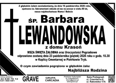 Śp. Barbara Lewandowska<br> <span 23 październik 2026r.