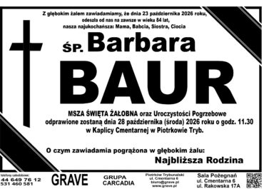Śp. Barbara Baur<br> <span 28 październik 2026r.