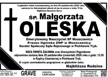 Śp. Małgorzata Oleska<br> <span 29 październik 2026r.